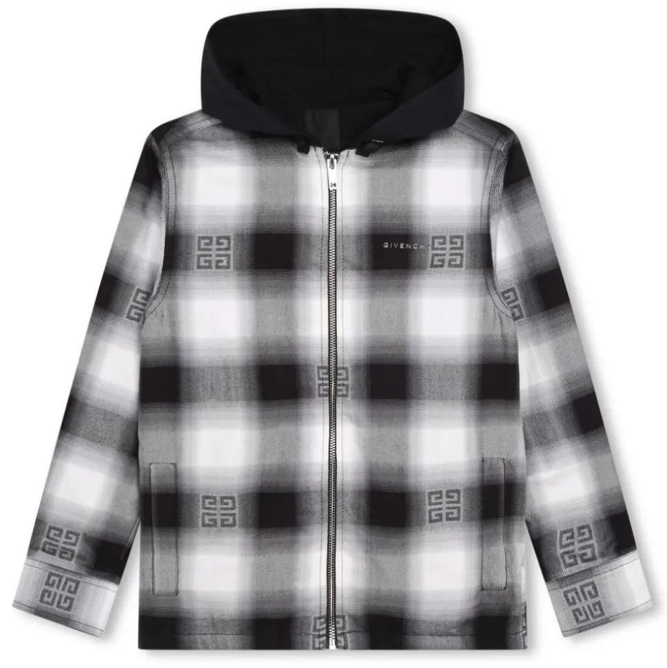 Givenchy - Kids Hooded Overshirt in Black and White - Givenchy Exclusive Luxury Collection - Avvenice