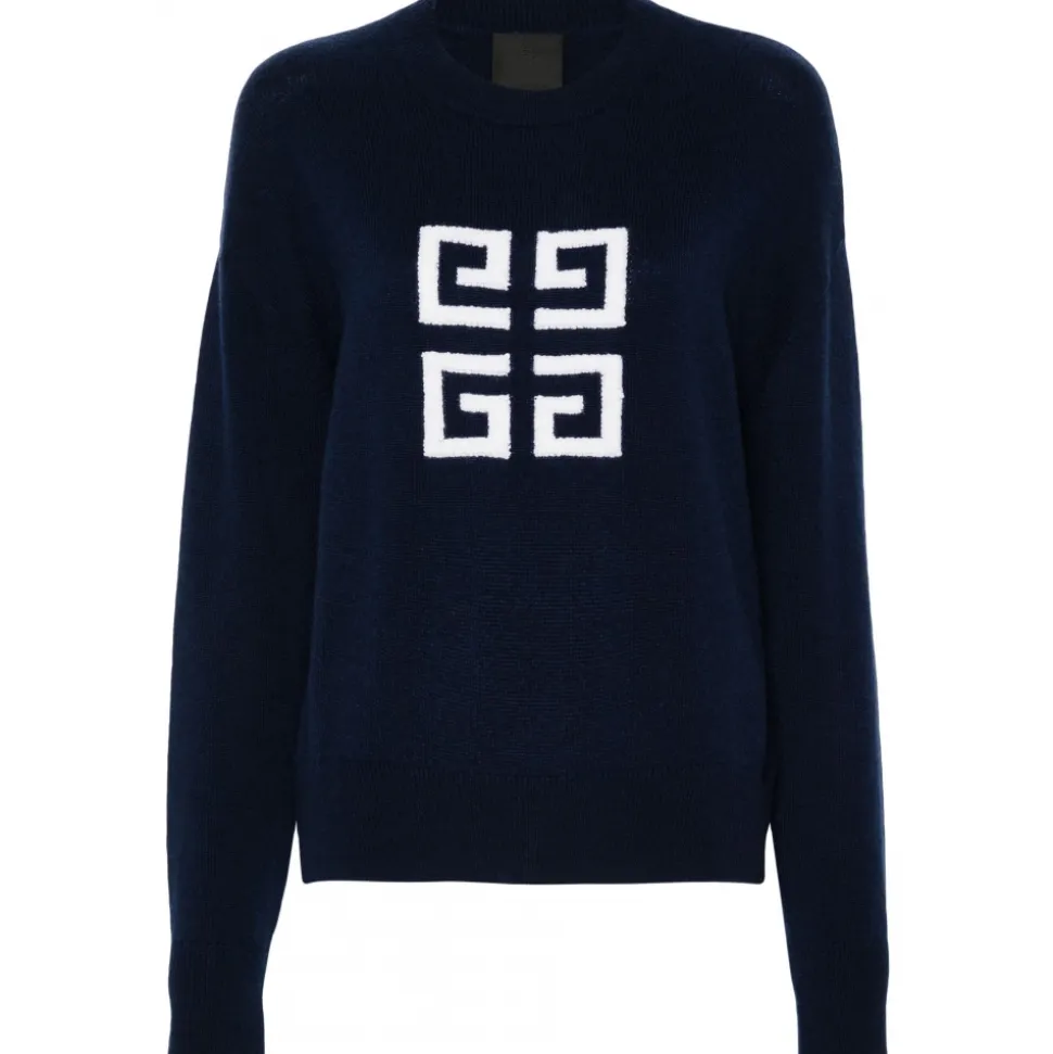 Givenchy - Navy Blue 4G Cashmere Sweater - Givenchy Exclusive Luxury Collection - Avvenice