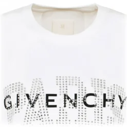 Givenchy - White Cotton Rhinestones Logo Print T-Shirt - Givenchy Exclusive Luxury Collection - Avvenice