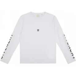 Givenchy - White Long-Sleeved Logo T-Shirt - Givenchy Exclusive Luxury Collection - Avvenice