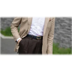 Goldfels - Gold I - Calfskin Jet Black - Black - Belt - Made in Italy - Luxury Exclusive Collection - Avvenice