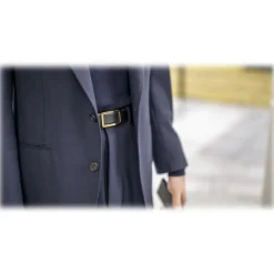 Goldfels - Gold I - Calfskin Jet Black - Black - Belt - Made in Italy - Luxury Exclusive Collection - Avvenice