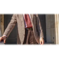 Goldfels - Gold I - Calfskin Jet Black - Black - Belt - Made in Italy - Luxury Exclusive Collection - Avvenice