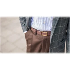 Goldfels - Gold I - Calfskin Chocolate Brown - Brown - Belt - Made in Italy - Luxury Exclusive Collection - Avvenice