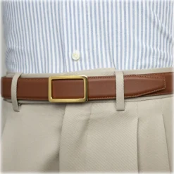 Goldfels - Gold I - Calfskin Cognac Brown - Brown - Belt - Made in Italy - Luxury Exclusive Collection - Avvenice