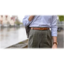 Goldfels - Gold I - Calfskin Cognac Brown - Brown - Belt - Made in Italy - Luxury Exclusive Collection - Avvenice