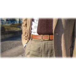 Goldfels - Gold I - Calfskin Cognac Brown - Brown - Belt - Made in Italy - Luxury Exclusive Collection - Avvenice