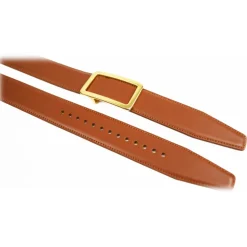 Goldfels - Gold I - Calfskin Cognac Brown - Brown - Belt - Made in Italy - Luxury Exclusive Collection - Avvenice