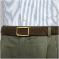 Goldfels - Gold I - Suede Havana Brown - Brown - Belt - Made in Italy - Luxury Exclusive Collection - Avvenice