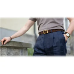 Goldfels - Gold I - Suede Havana Brown - Brown - Belt - Made in Italy - Luxury Exclusive Collection - Avvenice