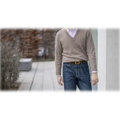 Goldfels - Gold I - Suede Havana Brown - Brown - Belt - Made in Italy - Luxury Exclusive Collection - Avvenice