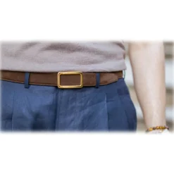 Goldfels - Gold I - Suede Havana Brown - Brown - Belt - Made in Italy - Luxury Exclusive Collection - Avvenice