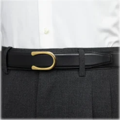 Goldfels - Gold II - Calfskin Jet Black - Black - Belt - Made in Italy - Luxury Exclusive Collection - Avvenice