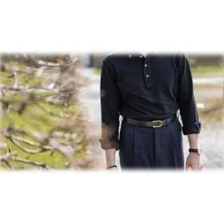 Goldfels - Gold II - Calfskin Jet Black - Black - Belt - Made in Italy - Luxury Exclusive Collection - Avvenice