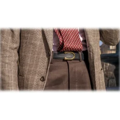 Goldfels - Gold II - Calfskin Jet Black - Black - Belt - Made in Italy - Luxury Exclusive Collection - Avvenice