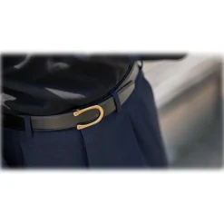 Goldfels - Gold II - Calfskin Jet Black - Black - Belt - Made in Italy - Luxury Exclusive Collection - Avvenice