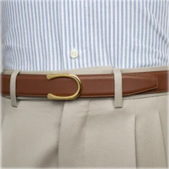 Goldfels - Gold II - Calfskin Cognac Brown - Brown - Belt - Made in Italy - Luxury Exclusive Collection - Avvenice