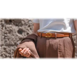 Goldfels - Gold II - Calfskin Cognac Brown - Brown - Belt - Made in Italy - Luxury Exclusive Collection - Avvenice
