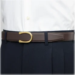 Goldfels - Gold II - Calfskin Chocolate Brown - Brown - Belt - Made in Italy - Luxury Exclusive Collection - Avvenice