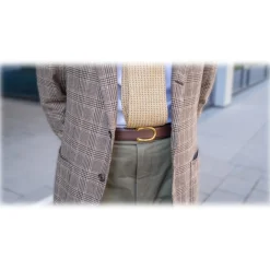 Goldfels - Gold II - Calfskin Chocolate Brown - Brown - Belt - Made in Italy - Luxury Exclusive Collection - Avvenice