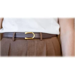Goldfels - Gold II - Calfskin Chocolate Brown - Brown - Belt - Made in Italy - Luxury Exclusive Collection - Avvenice
