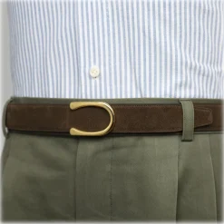 Goldfels - Gold II - Suede Havana Brown - Brown - Belt - Made in Italy - Luxury Exclusive Collection - Avvenice