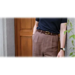 Goldfels - Gold II - Suede Havana Brown - Brown - Belt - Made in Italy - Luxury Exclusive Collection - Avvenice