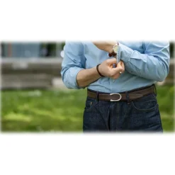 Goldfels - Palladium II - Calfskin Chocolate Brown - Brown - Belt - Made in Italy - Luxury Exclusive Collection - Avvenice