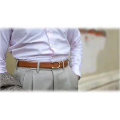 Goldfels - Palladium II - Calfskin Cognac Brown - Brown - Belt - Made in Italy - Luxury Exclusive Collection - Avvenice