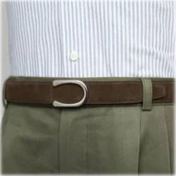 Goldfels - Palladium II - Suede Havana Brown - Brown - Belt - Made in Italy - Luxury Exclusive Collection - Avvenice