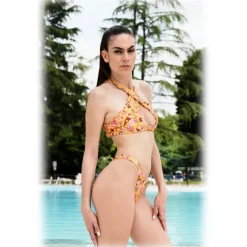 Grace - Grazia di Miceli - "Kyoto" Crossover Bikini with Sensoji Print - Luxury Collection - Made in Italy - High Quality - Avvenice