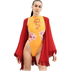 Grace - Grazia di Miceli - Women's Kimono "Miyajima" Red - Luxury Collection - Made in Italy - High Quality - Avvenice