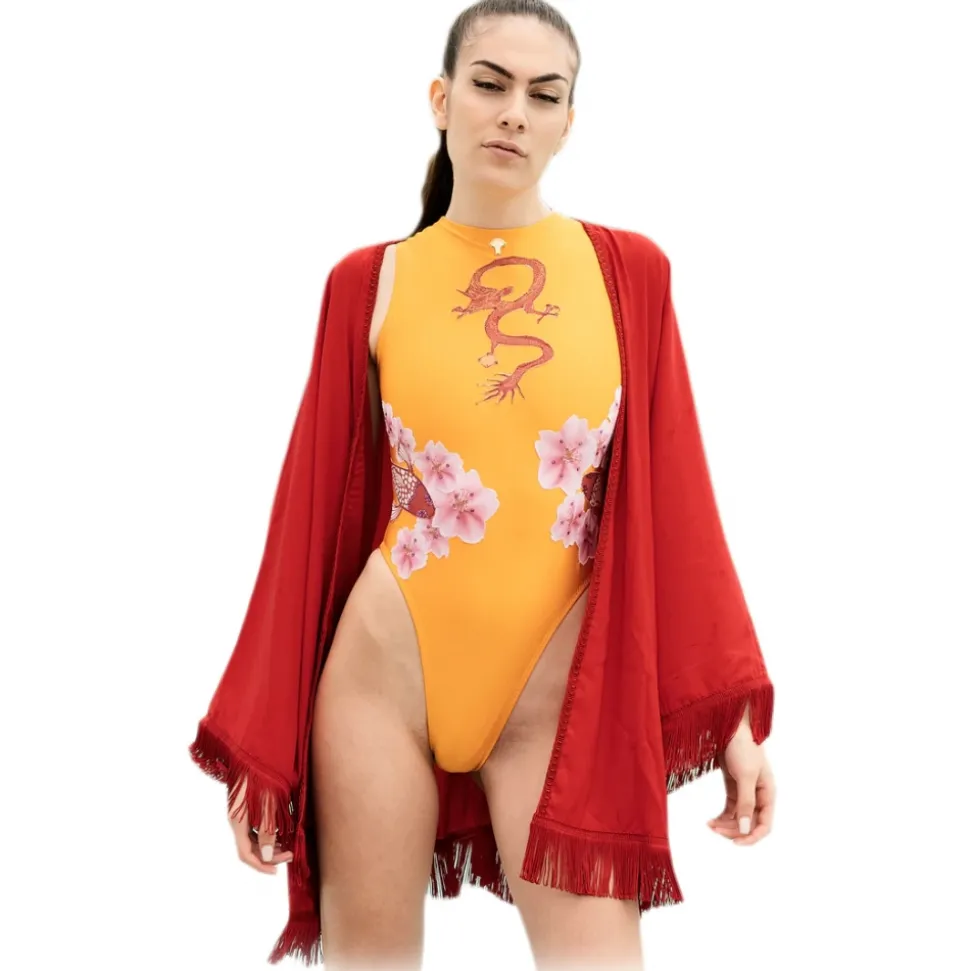 Grace - Grazia di Miceli - Women's Kimono "Miyajima" Red - Luxury Collection - Made in Italy - High Quality - Avvenice