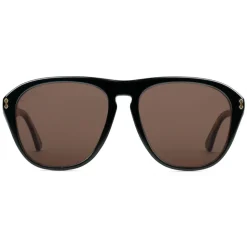 Gucci - Acetate Aviator Sunglasses - Black Acetate Brown Lenses - Gucci Eyewear - Avvenice