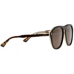 Gucci - Acetate Aviator Sunglasses - Black Acetate Brown Lenses - Gucci Eyewear - Avvenice