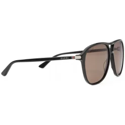 Gucci - Acetate Aviator Sunglasses - Black Acetate Brown Lenses - Gucci Eyewear - Avvenice