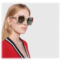 Gucci - Acetate Glitter Square Sunglasses - White with Multicolored Glitter - Gucci Eyewear - Avvenice