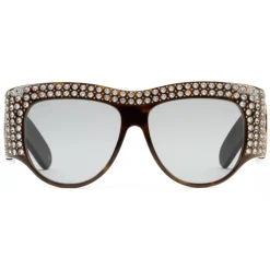 Gucci - Acetate Oversized Sunglasses with Crystals - Turtle - Gucci Eyewear - Avvenice