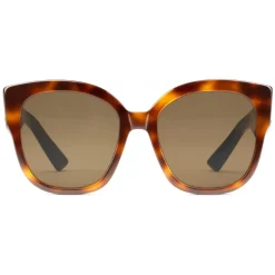 Gucci - Acetate Square Sunglasses with Web Detail - Acetate Turtle - Gucci Eyewear - Avvenice