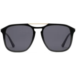 Gucci - Acetate Square Sunglasses - Black with Gold Color Detail - Gucci Eyewear - Avvenice