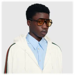 Gucci - Aviator Acetate Sunglasses - Black - Gucci Eyewear - Avvenice