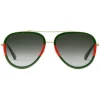 Gucci - Aviator Acetate Sunglasses - Gold with Green and Red Web Frame - Gucci Eyewear - Avvenice