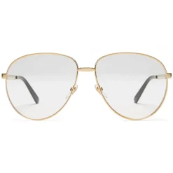 Gucci - Aviator Glasses with Web Detail - Gold Coloured Metal - Gucci Eyewear - Avvenice