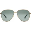 Gucci - Aviator Glasses with Web Detail - Metal Color Gold Grey Lenses - Gucci Eyewear - Avvenice