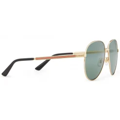 Gucci - Aviator Glasses with Web Detail - Metal Color Gold Grey Lenses - Gucci Eyewear - Avvenice