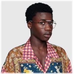 Gucci - Aviator Metal Glasses - Silver - Gucci Eyewear - Avvenice