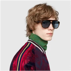 Gucci - Aviator Sunglassed with Web Enamel - Dark Turtle - Gucci Eyewear - Avvenice