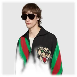 Gucci - Aviator Sunglasses with Ribbon Gucci - Polished Black Acetate - Gucci Eyewear - Avvenice