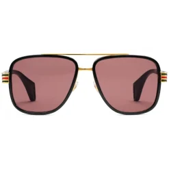 Gucci - Aviator Sunglasses - Acetate Black Glossy Green Red Web - Gucci Eyewear - Avvenice