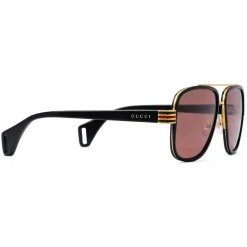 Gucci - Aviator Sunglasses - Acetate Black Glossy Green Red Web - Gucci Eyewear - Avvenice